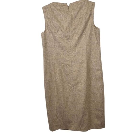 AKRIS PUNTO Wool Midi Dress Sleeveless Tan Plaid Check Back Zip Size 12 - Picture 4 of 14
